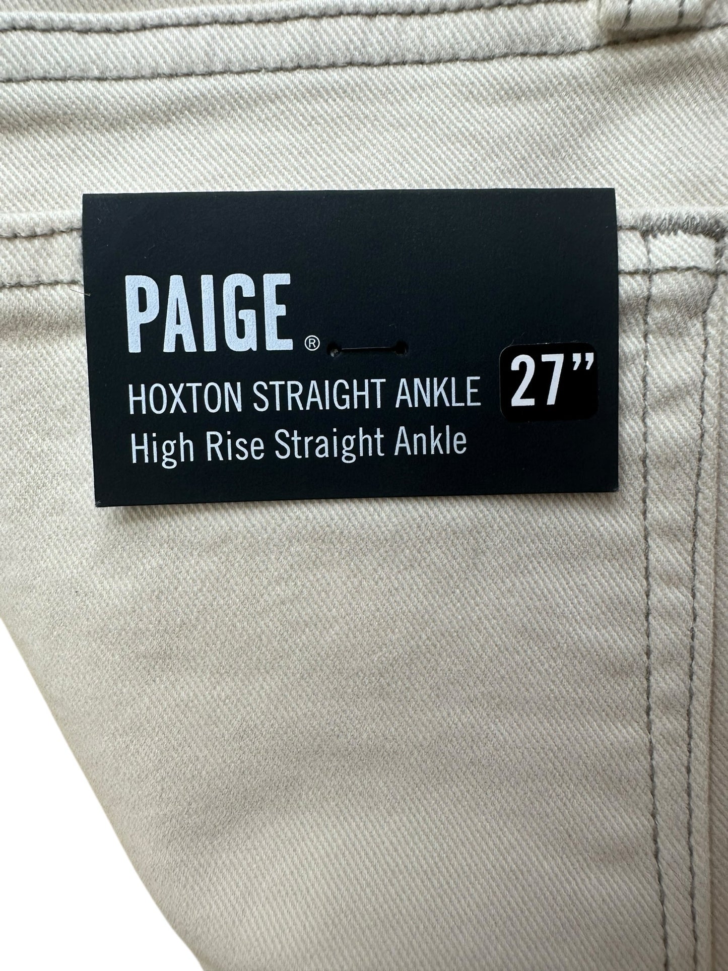 PAIGE NWT Cream Hoxton Straight Ankle Jean Size 27