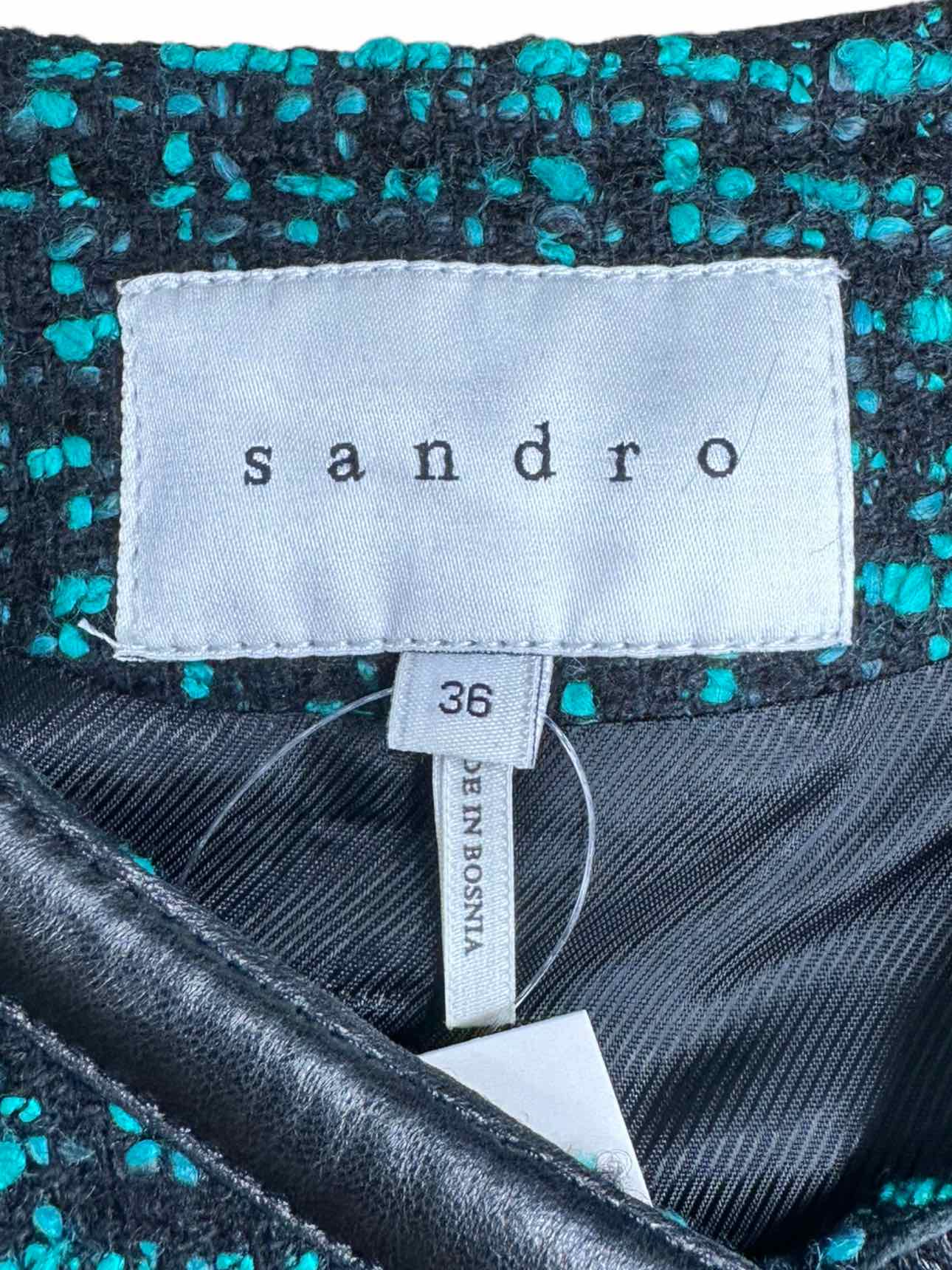 Sandro Green Tweed Jacket Size 6