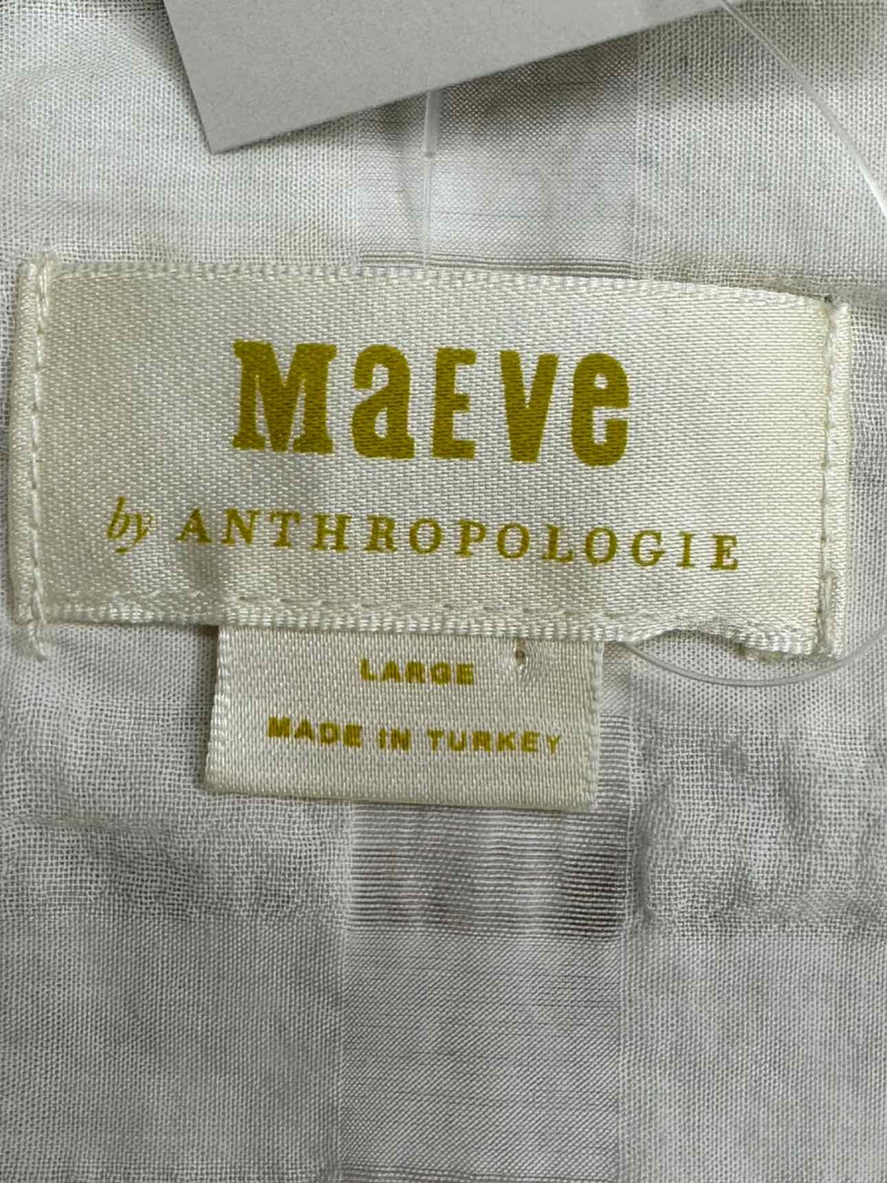 maeve Sheer Cream Plaid Button-Down Size L