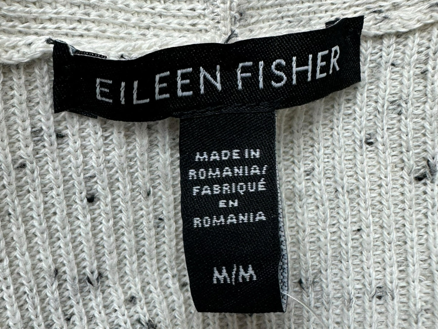 EILEEN FISHER Ivory Organic Cotton Sweater Duster Cardigan Size M