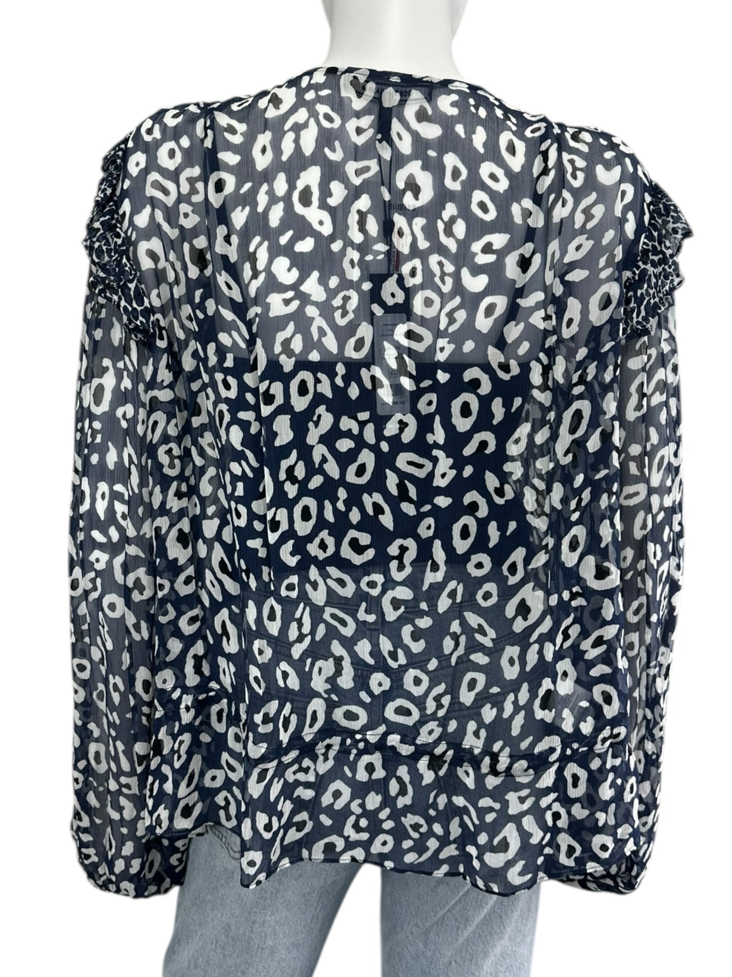 BCBGMAXAZRIA NWT Blue Leopard Print Blouse Size XXS