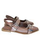 Quince Brown Cognac Italian Leather Bold Buckle Slingback Flats Size 8