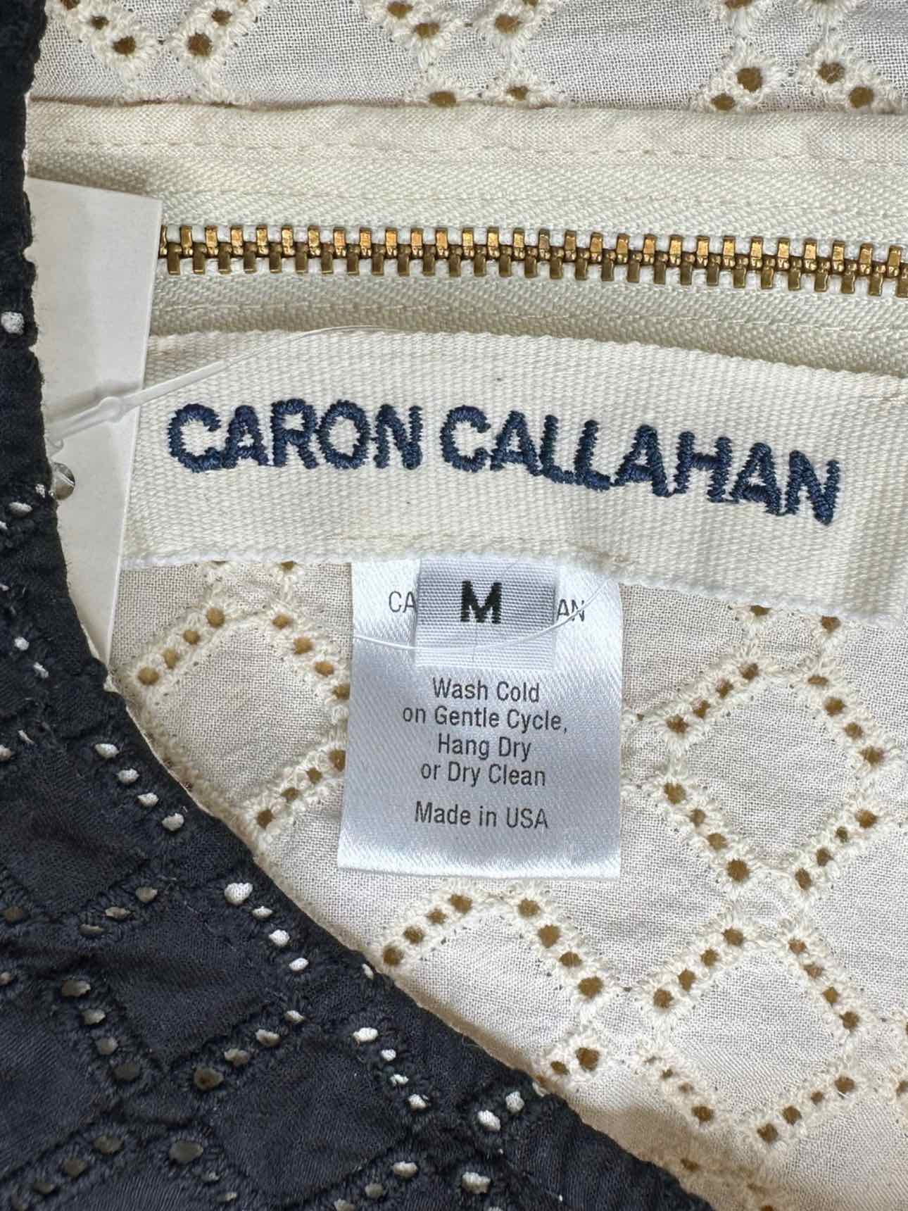 CARON CALLAHAN Black Cream Eyelet Shell Size M