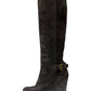 PRADA Brown Suede Wedge Knee Boots Size 7