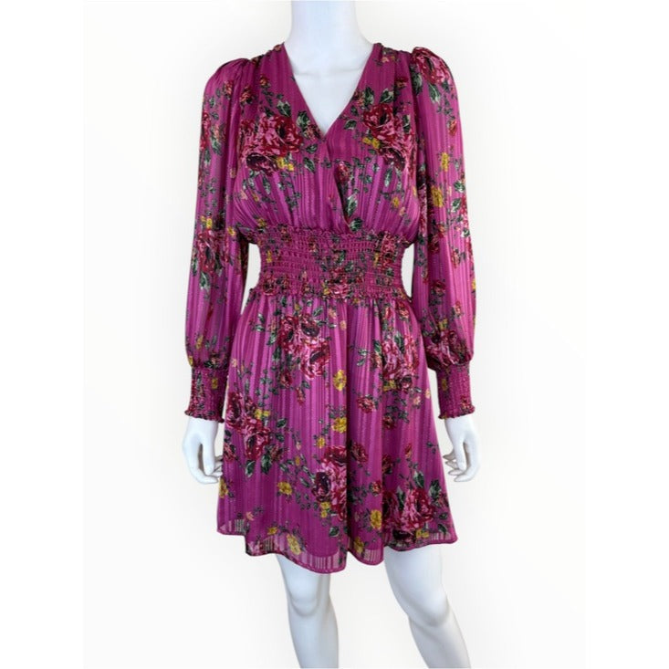 WAYF NWT Magenta Stripe Floral Mini Dress Size S