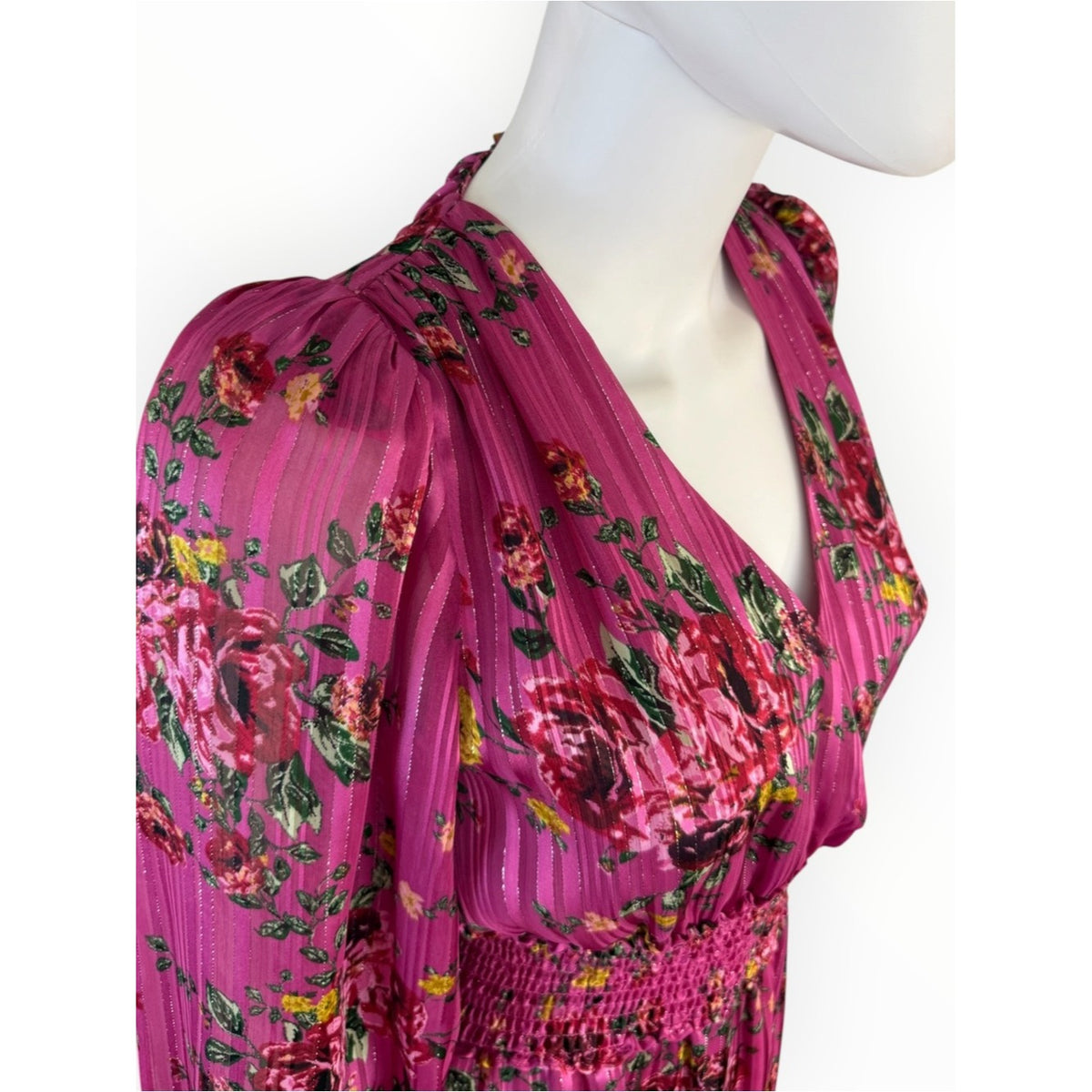 WAYF NWT Magenta Stripe Floral Mini Dress Size S