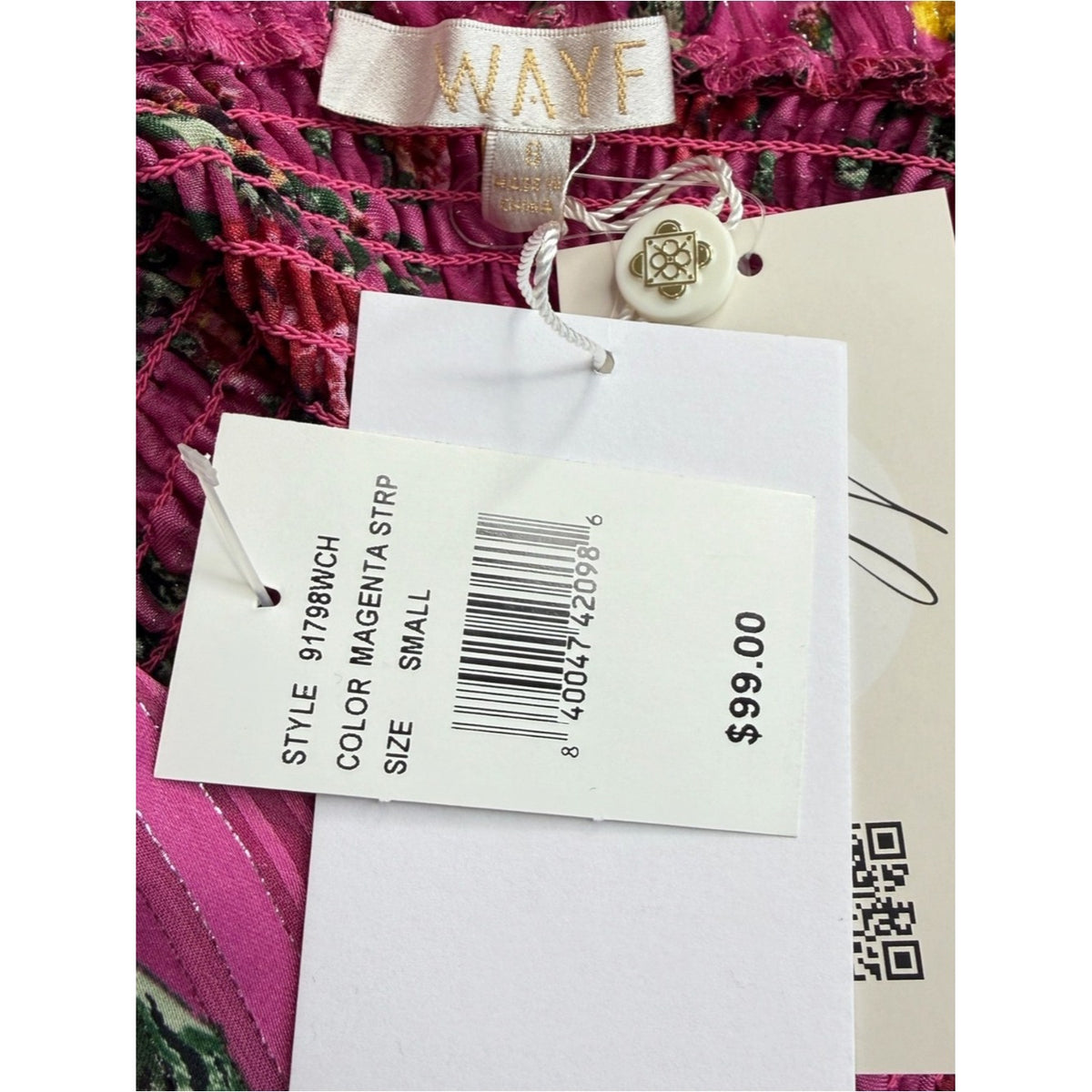 WAYF NWT Magenta Stripe Floral Mini Dress Size S
