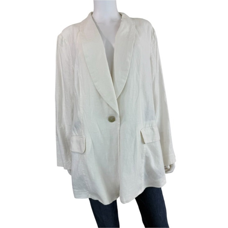 J. Jill White 100% Linen Blazer Size 2X
