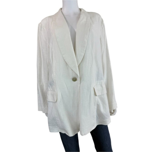 J. Jill White 100% Linen Blazer Size 2X