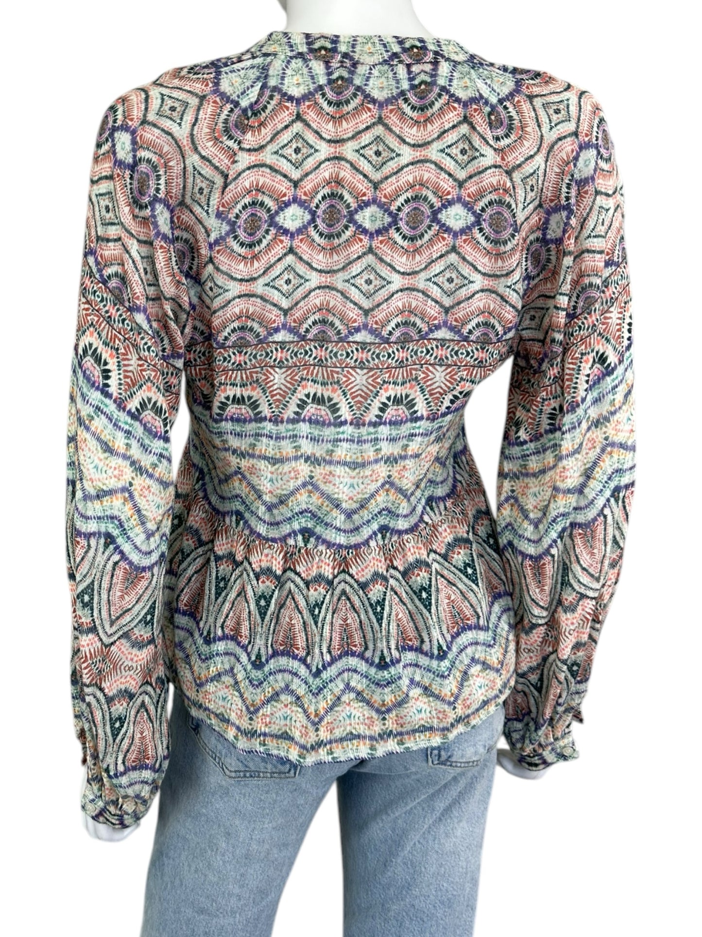 AMANDA UPRICHARD Multi Color Boho Blouse Size S