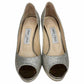 JIMMY CHOO Silver Glitter LUNA Pumps Size 38