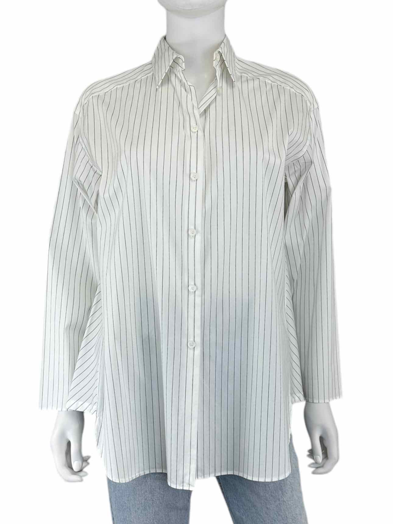 LAFAYETTE 148 NEW YORK White Pinstripe Button Down Size S