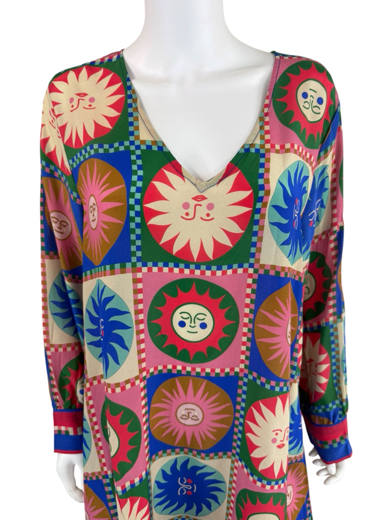 Johnny Was 100% Silk Lionora Sunshine Print Dress Size L