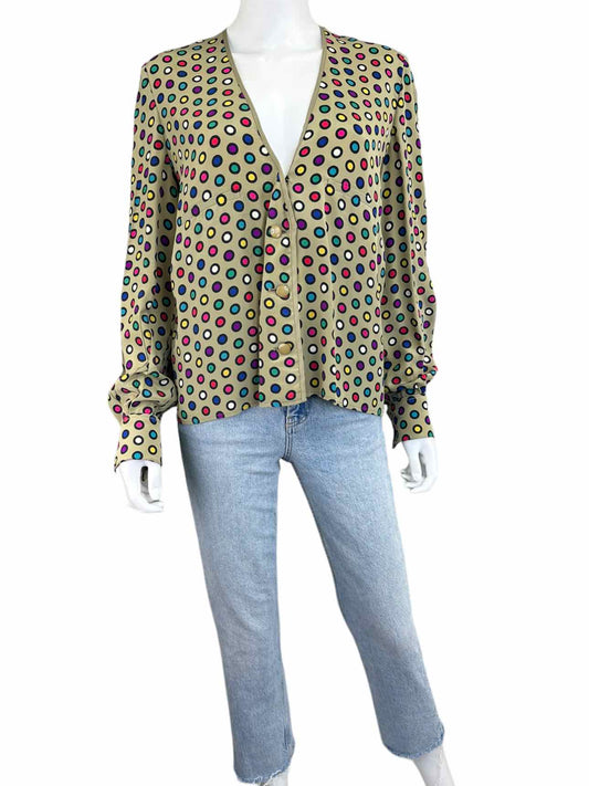 Valentino 100% SILK Vintage Polka Dot Blouse Size 10