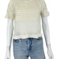 THE GREAT. Cream Cropped Lace Trimmed Blouse Size 0