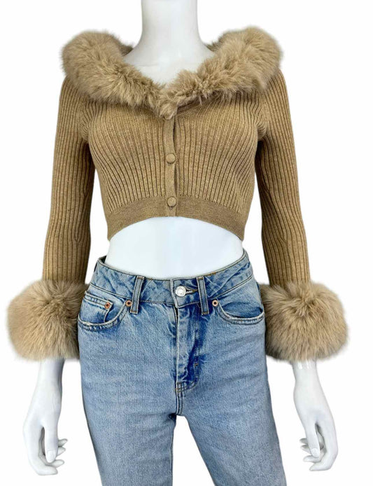 NWT Lovers & Friends Beige Fur Cardigan Size S