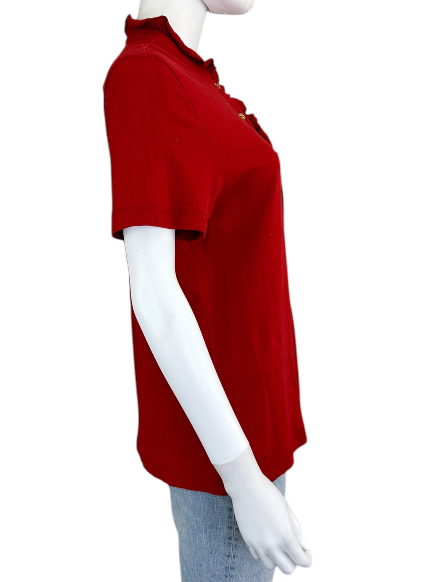 Tory Burch Red Ruffle Blouse Size XL