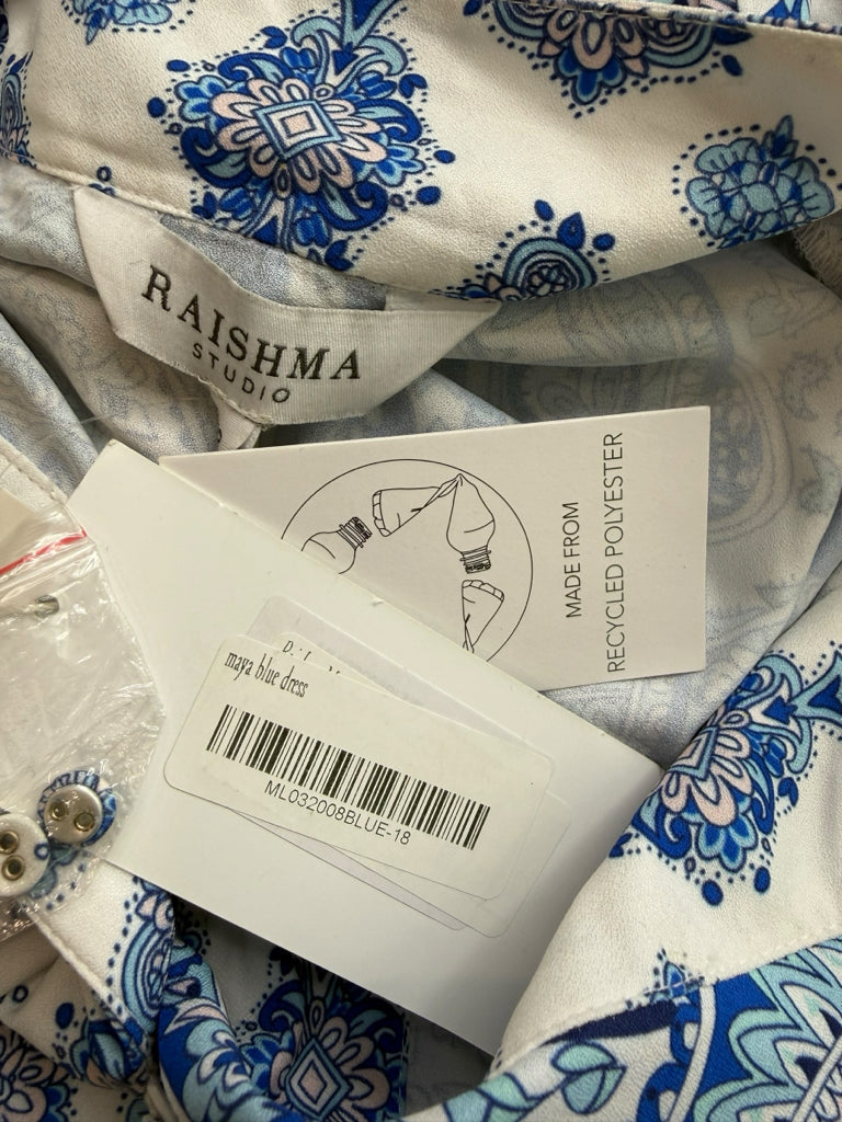 RAISHAMA Studio NWT Blue Maya Floral Shirt Dress Size 18