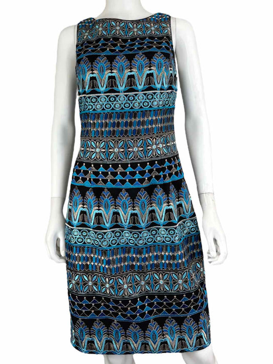 White House Black Market NWT Blue Embroidered Dress Size 6