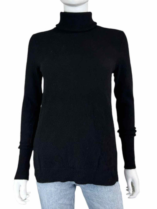 WHITE + WARREN Black 100% Cashmere Turtleneck Sweater Size M