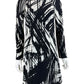 KAUFMAN FRANCO 100% Silk Black Abstract Print Shift Dress Size 2