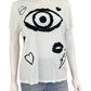Lauren Moshi White Wolf Painted Evil Eye Boyfriend Tee Size XS