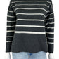 C & C Merino Blend Gray Striped Sweater Size M