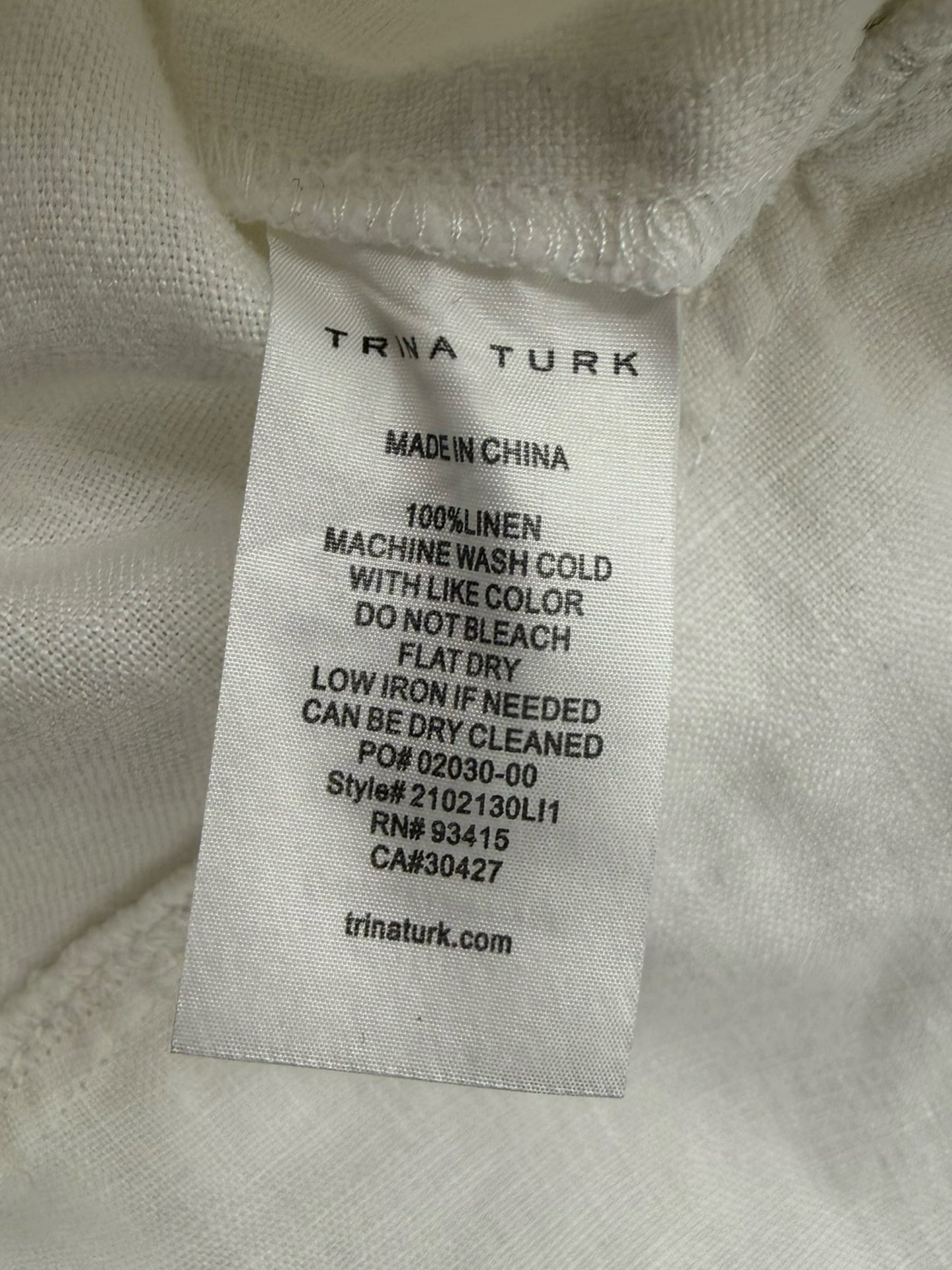 TRINA TURK White 100% Linen Blouse Size L