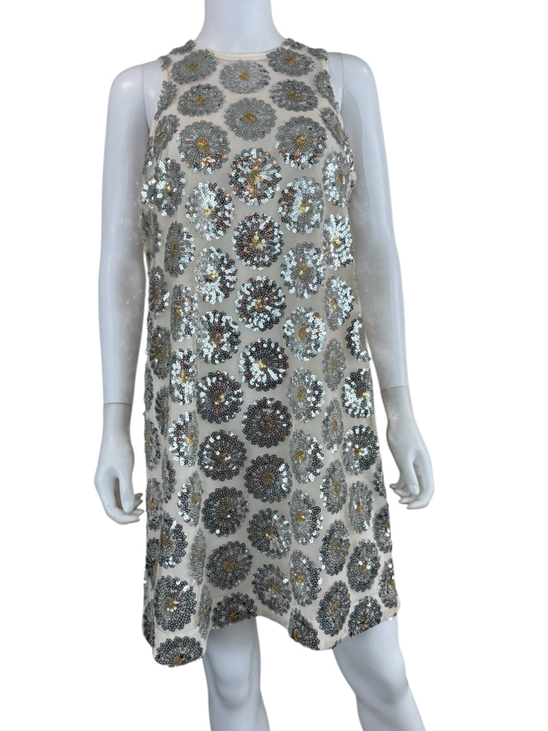 TRINA TURK NWT Cream Sequined Johana Shift Dress Size M