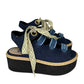 FENDI Blue Denim Lace-Up Platform Sandal Size 6.5