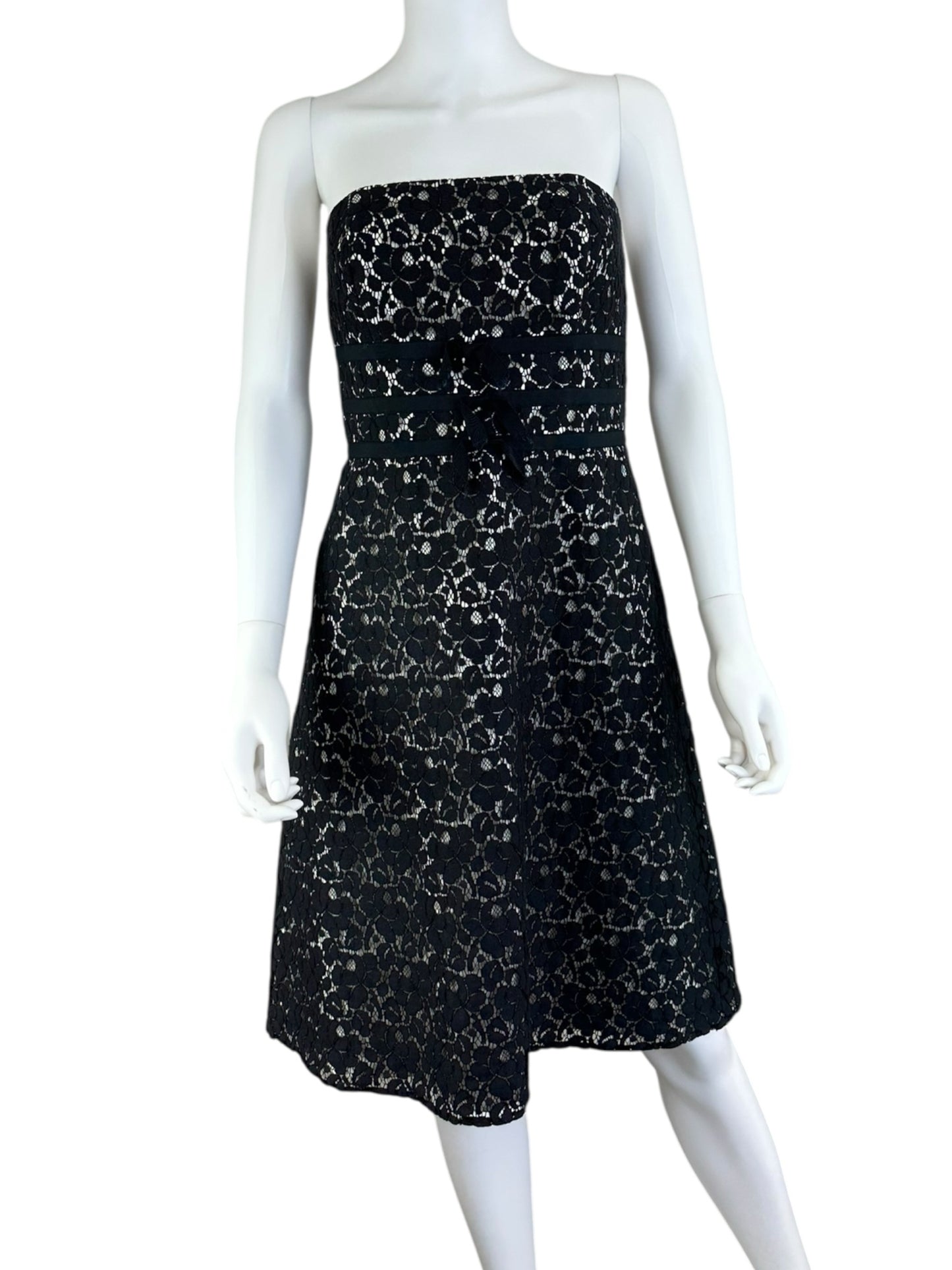 White House Black Market Black Lace Cocktail Dress Size 8