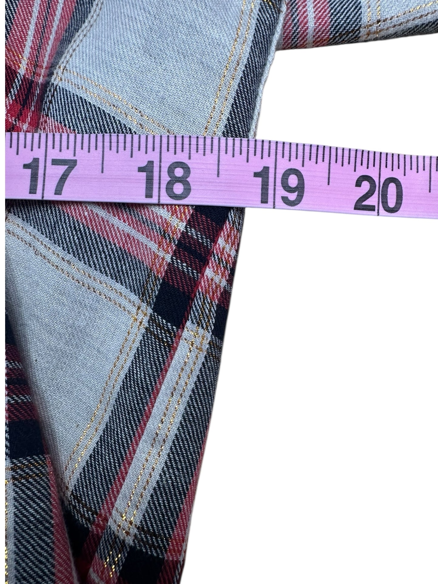 KOCH Red Plaid Ruffle Trim Size S  Button-Down Shirt