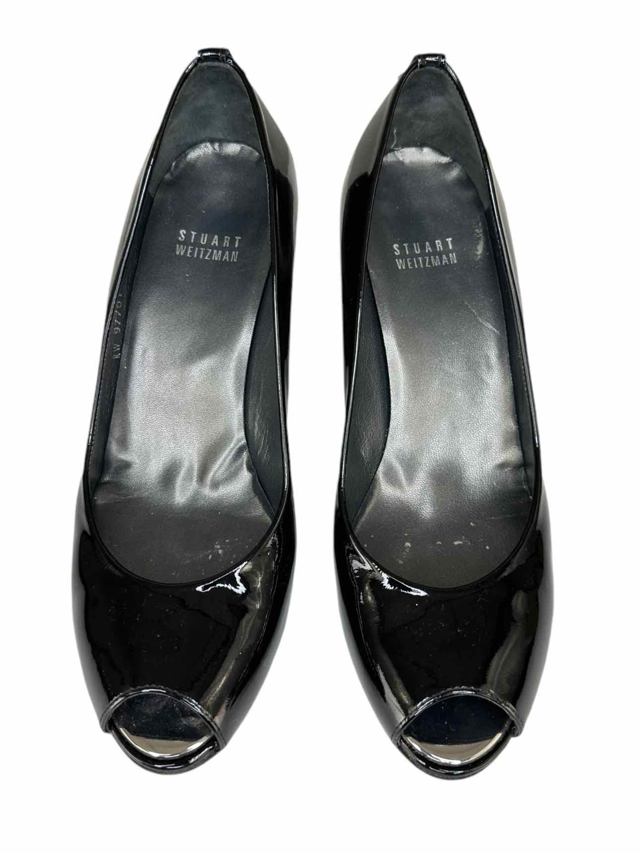 Stuart Weitzman Black Patent Leather Wedges Size 8