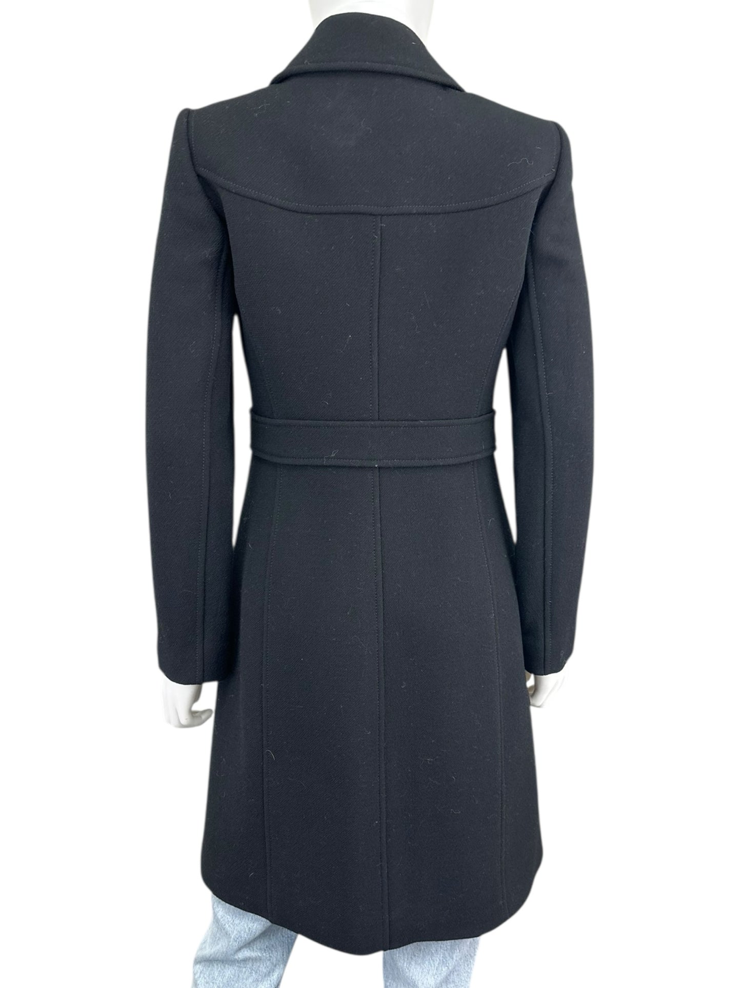 J. Crew Black Italian Double Cloth Wool Trench Size 2