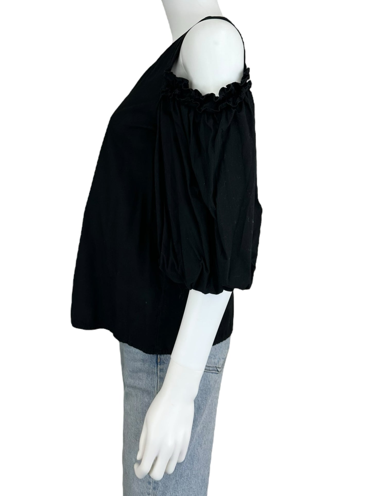 velvet BY GRAHAM & SPENCER Black Cold Shoulder Blouse Size S
