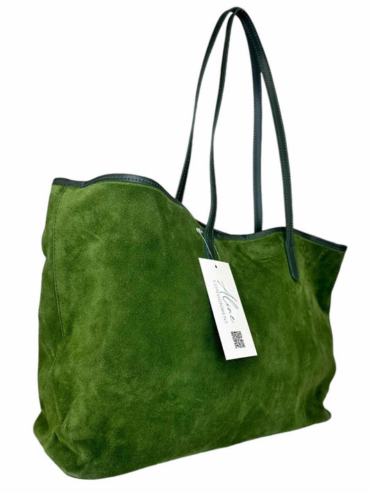 Divina Firenze Green Suede Tote