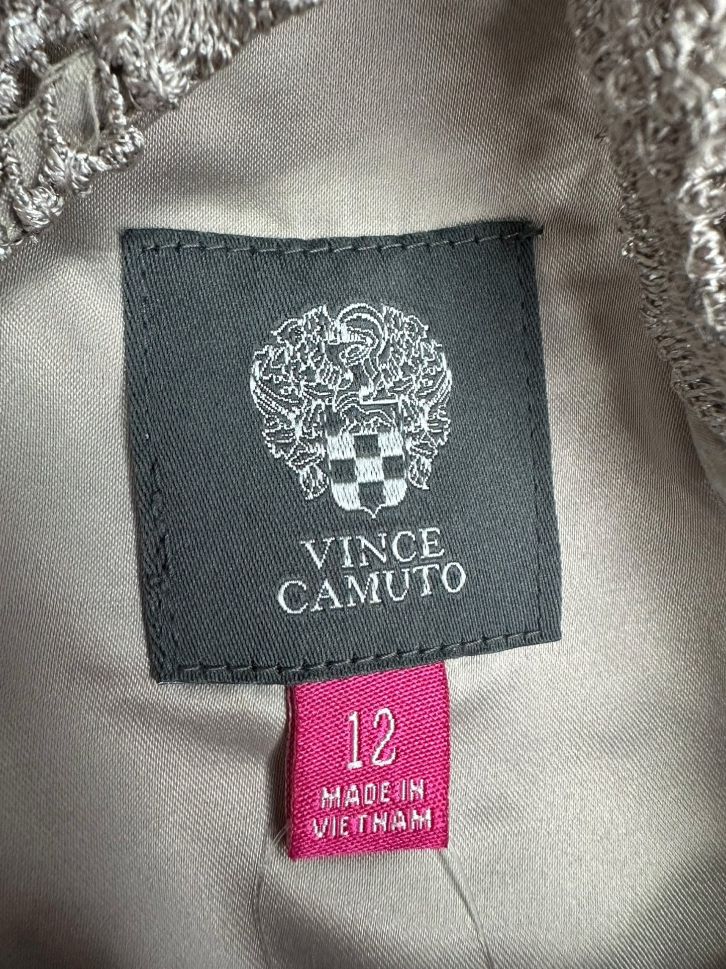VINCE CAMUTO Tan Shimmer Crochet Cocktail Dress Size 12