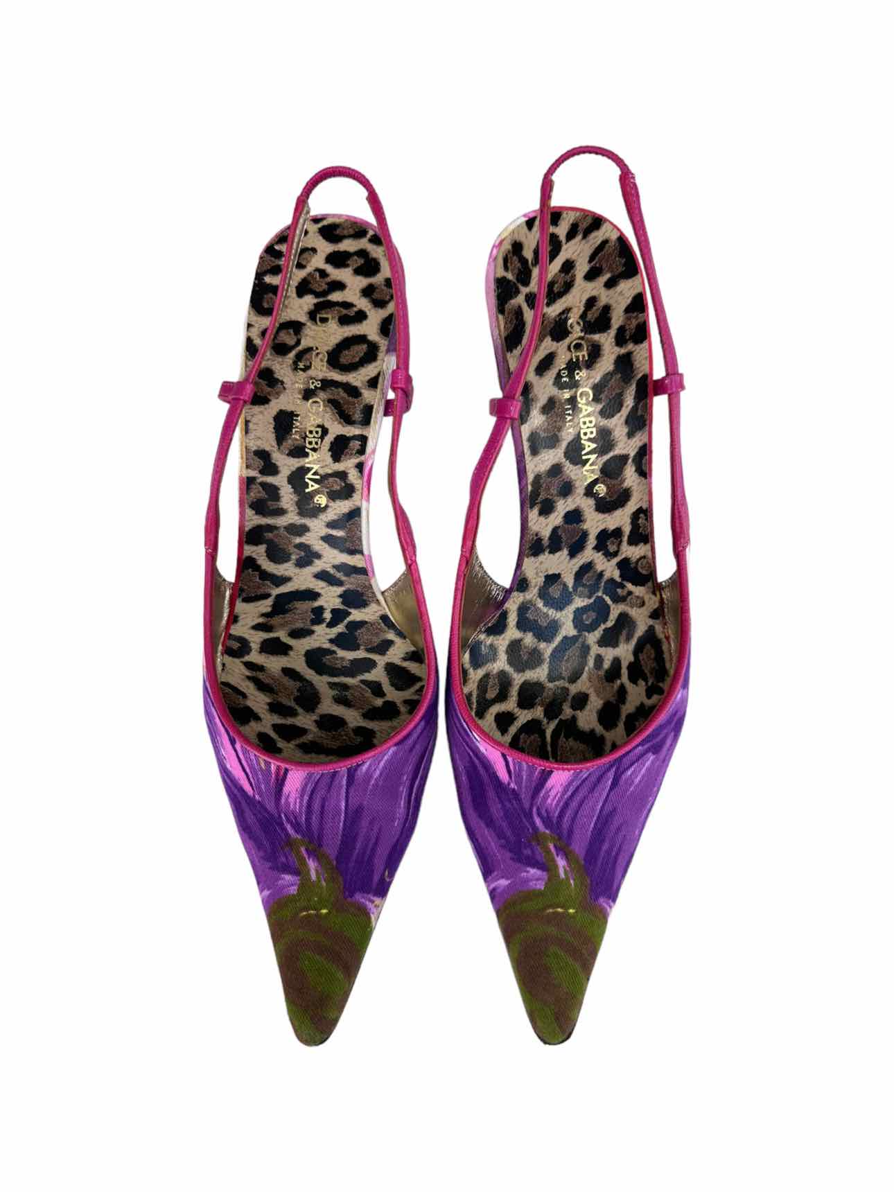 Dolce & Gabbana Purple Floral Slingback Heels Size 38