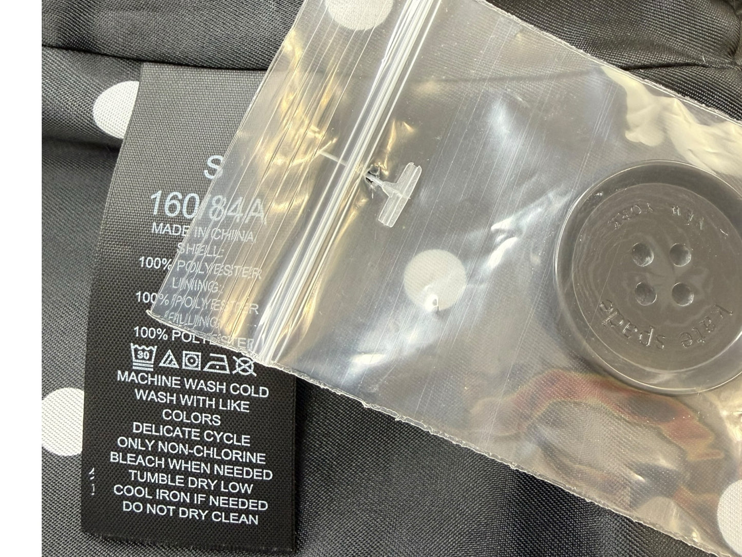 Kate Spade NWT Black Quilted Coat Size S