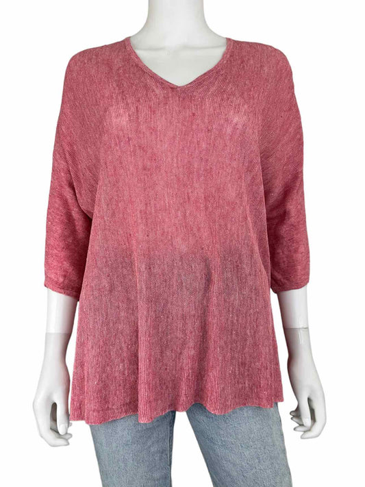 EILEEN FISHER Pink 100% Linen Sweater Size S