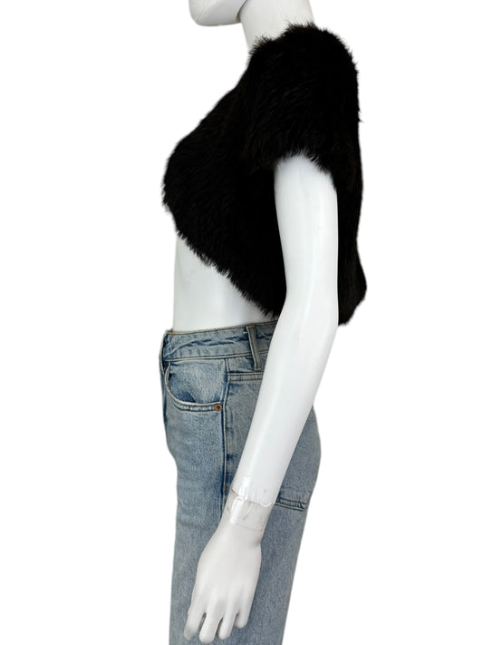 Harry Angel Dark Brown Rabbit Fur cropped Cardigan Size O/S