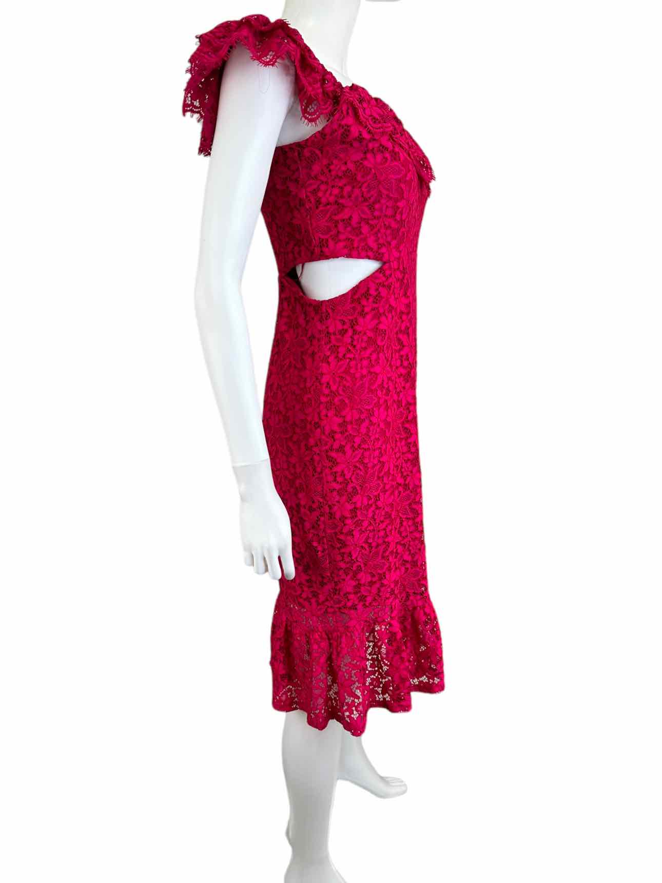 EXPRESS Magenta Lace Midi Dress Size S