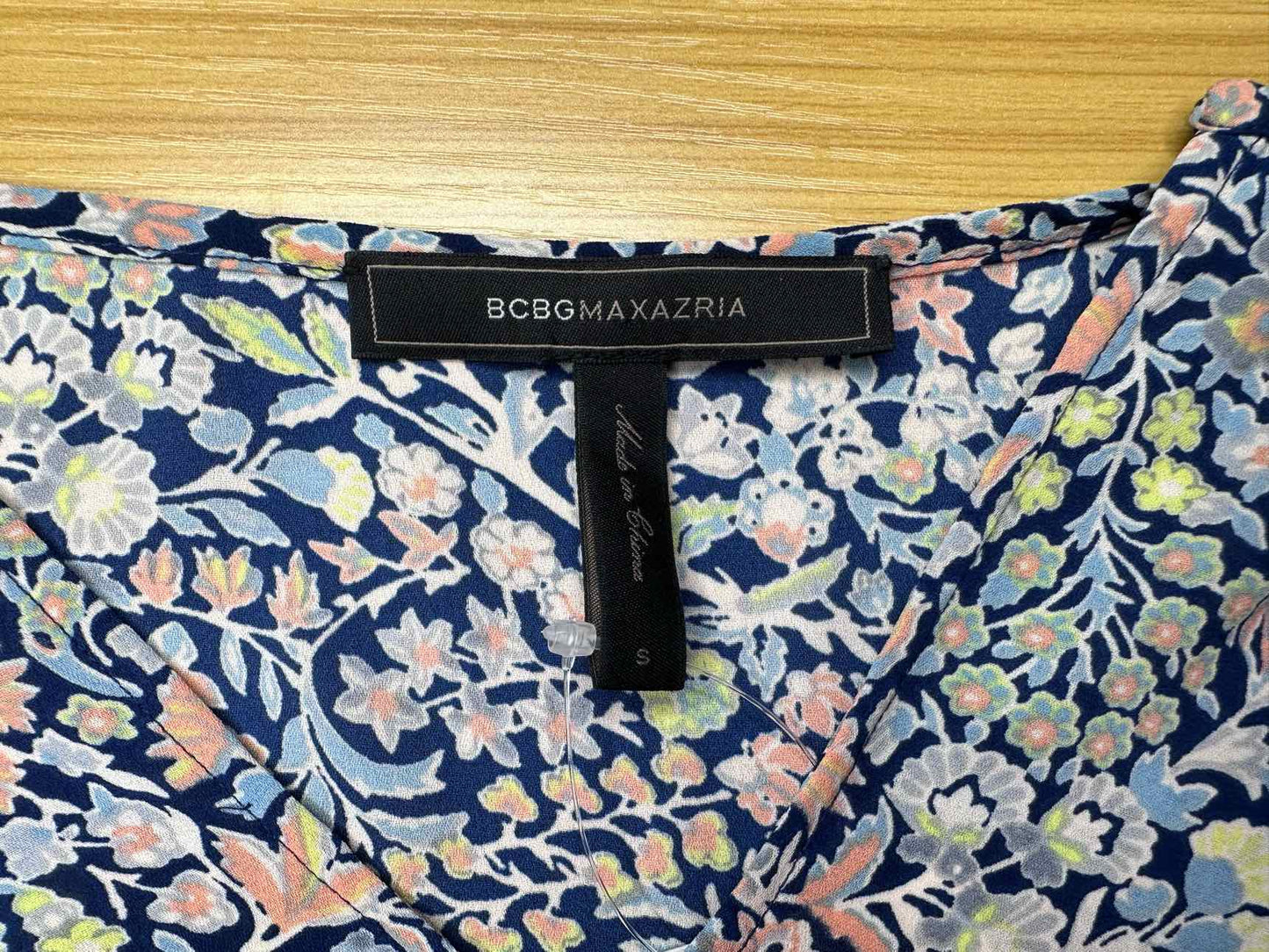 BCBGMAXAZRIA Floral Print Ruffle Trim Blouse Size S