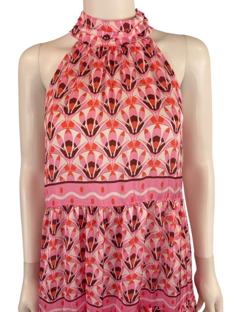 JADE Melody Tam NWT Pink Tribecca Fans Cinch Neck Maxi Dress Size S Dress