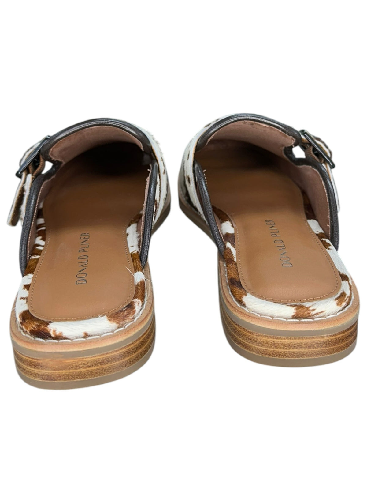 Donald Pliner 'SABEL' White/Brown Cow Print Mules Size 8.5