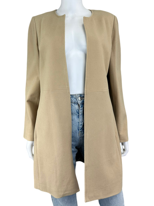 chicos Tan Fleece Trench Size M