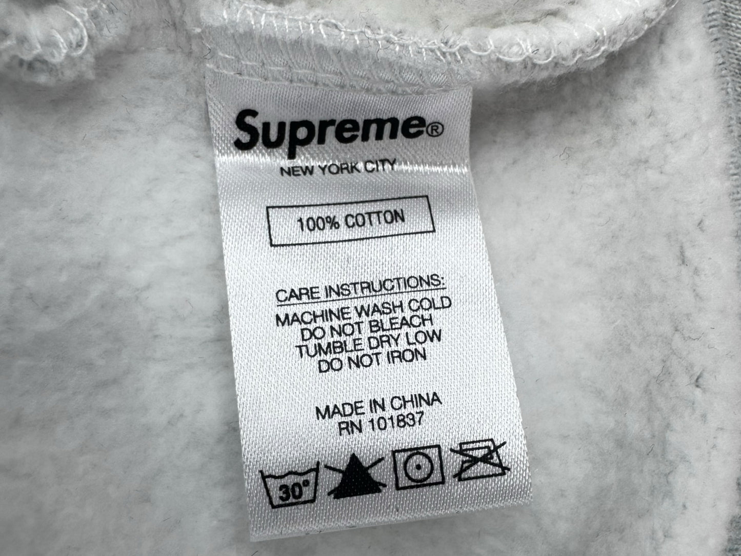 Supreme Gray Embroidered S Hoodie Size S