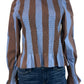 MIND TRAVELER NWT Brown Striped Smocked Chia Blouse Size L