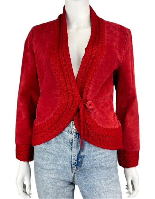 Coldwater Creek  Red Suede Leather Jacket Size PS