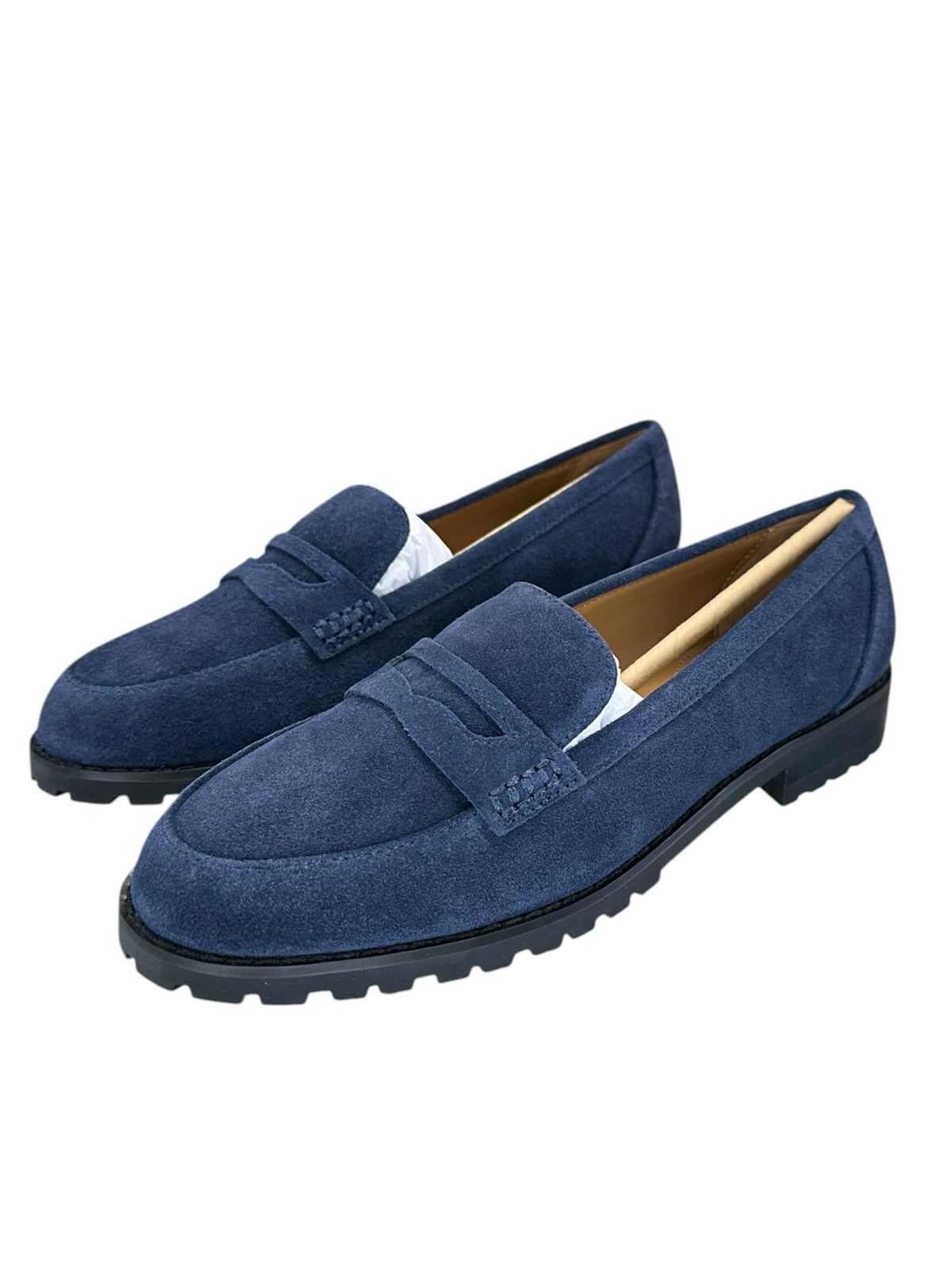 Talbots NWOT Navy Blue Cassidy Suede Penny Loafers Size 6.5